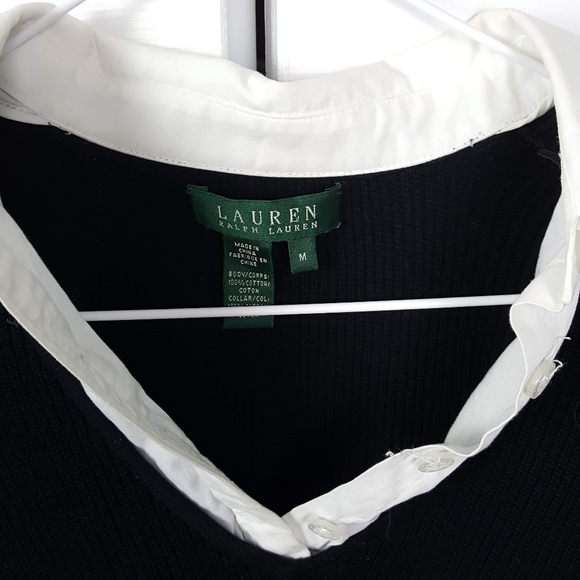 Ralph Lauren black and white sweater shirt combo M - Picture 2 of 8